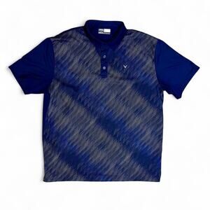 Callaway Navy Blue Short Sleeve Printed Polo Shirt Opti-Dri Size XL